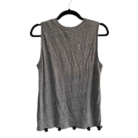 J. CREW Linen Sleeveless Tank Top Pom Poms Grey Black XS - Picture 3 of 8
